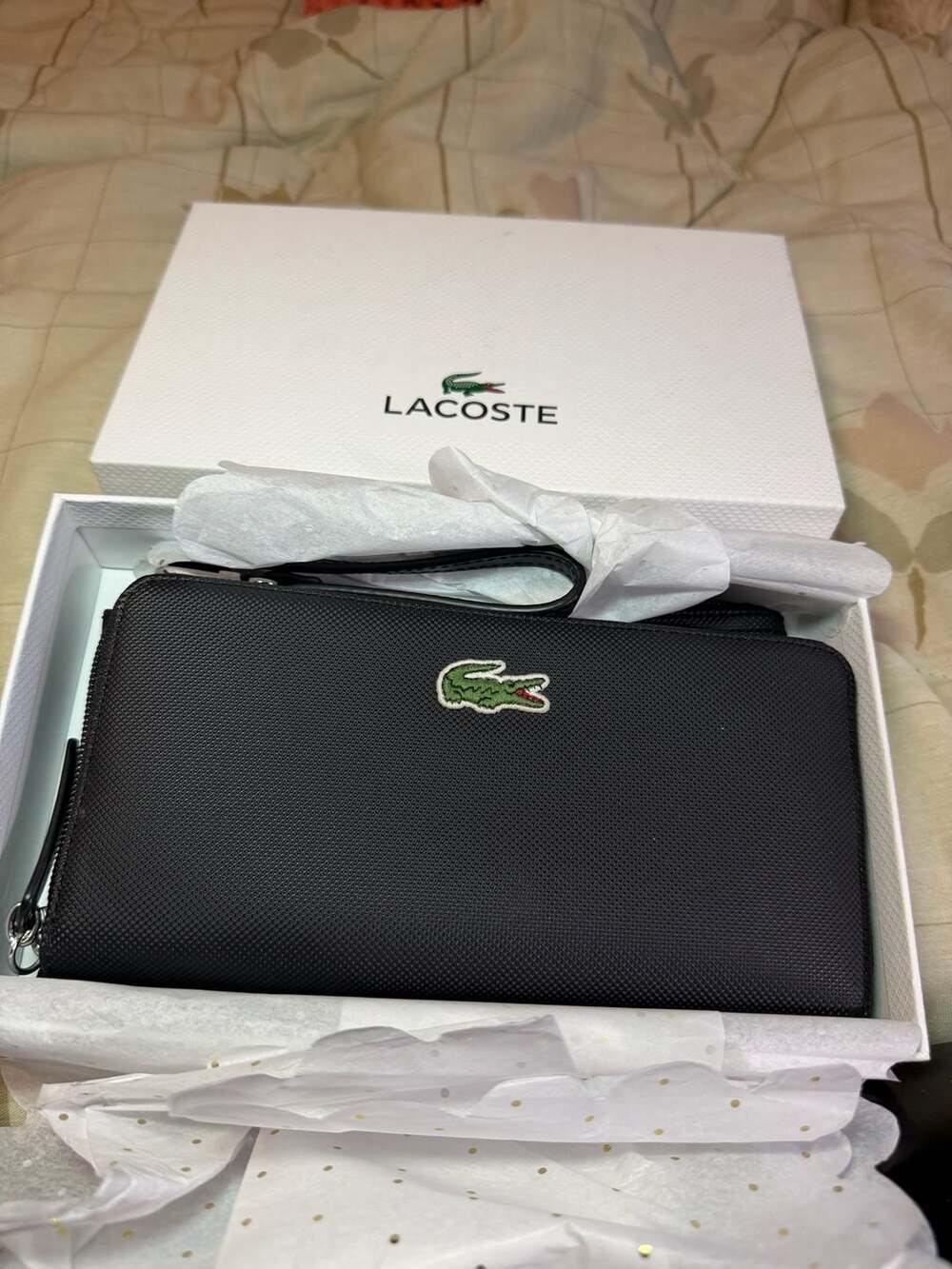 Lacoste L.12.12 Concept Petit Piqué Zip Wallet and Matching Wristlet Pouch Set